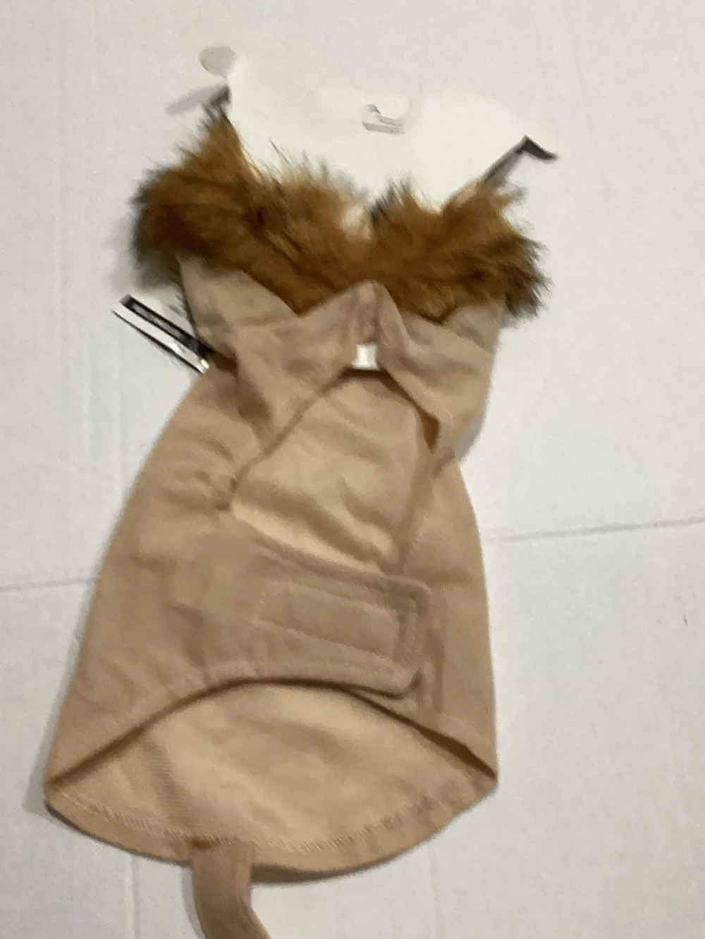 Beige Faux Fur Lion Dog Costume Hoodie size XS/S